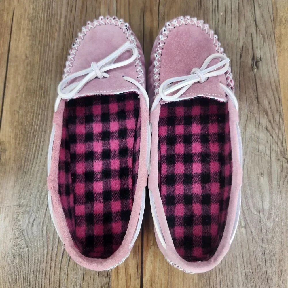 Old Friend Buckeye Pink Moccasin Slippers Child Sz 3 Fleece Lined Moc Toe 568100